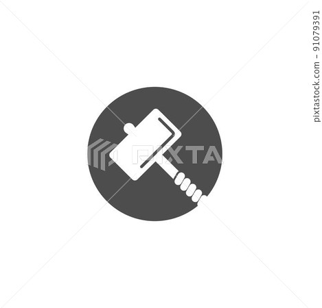 Hammer icon logo flat design illustration 91079391