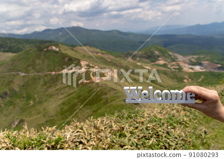 Mountain scenery and welcome letters 91080293