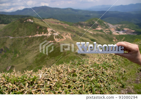 Mountain scenery and welcome letters 91080294