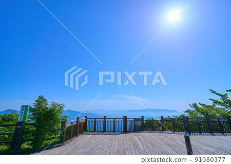Takane Observatory and eastern view of Ikaho, Shibukawa City, Gunma Prefecture in spring 91080377