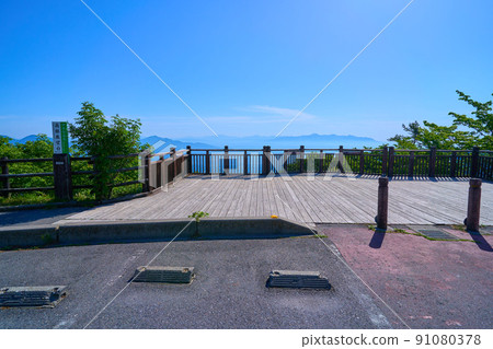 Takane Observatory and eastern view of Ikaho, Shibukawa City, Gunma Prefecture in spring 91080378