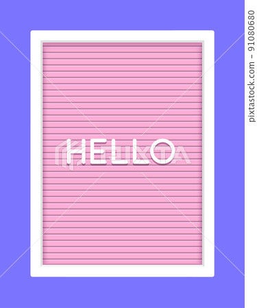 Hello pink letter board vector background. Letterboard pink type retro sign Hello pink letter board vector background. Letterboard pink type retro sign 91080680