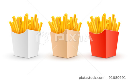 French potato pack box. Cartoon fastfood fry french potato isolated illustration fast food French potato pack box. Cartoon fastfood fry french potato isolated illustration fast food 91080691