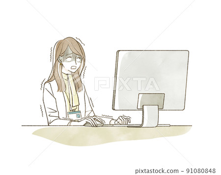 工作時臉色蒼白的女人 工作時臉色蒼白的女人 91080848