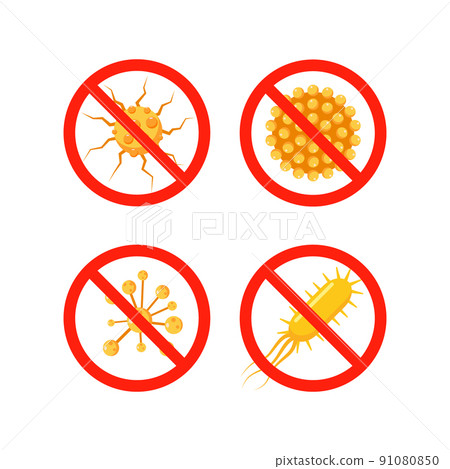 Immune bacteria system sign. Antibacterial virus sign. Immune protection antiseptic, anti desease 91080850