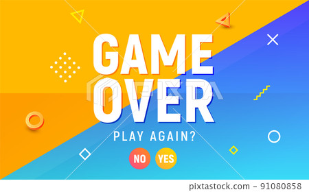 Game over vector video game screen background. Geometric game over design banner Game over vector video game screen background. Geometric game over design banner 91080858