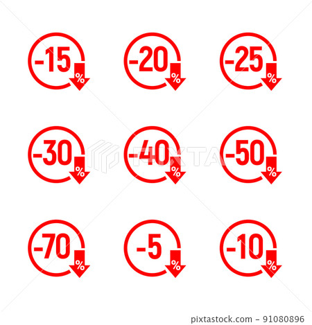 Discount percentage vector icon circle design. Flat promotion discount web coupon percent price sale Discount percentage vector icon circle design. Flat promotion discount web coupon percent price sale 91080896