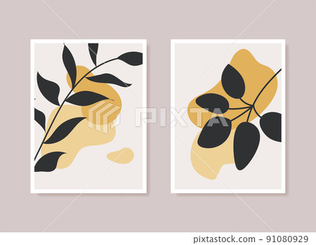 Abstract contemporary flower minimal modern vector design. Minimal abstract flower collection leaf Abstract contemporary flower minimal modern vector design. Minimal abstract flower collection leaf 91080929
