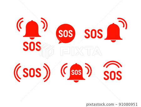 Sos icon emergency alarm button. SOS sign symbol lifebuoy rescue isolated marker 91080951