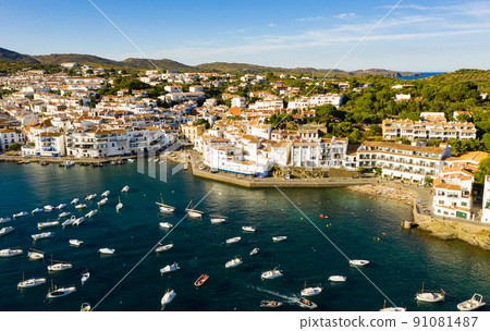 View from drone of Cadaques town, Spain 91081487