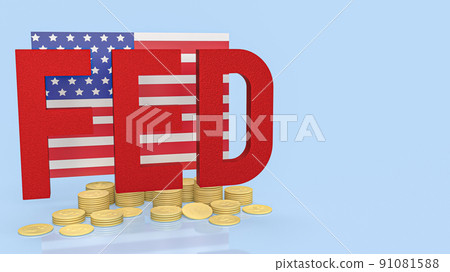The red fed  and Usa flag for business concept 3d rendering 91081588