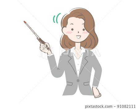 A woman in a suit holding a pointer A woman in a suit holding a pointer 91082111