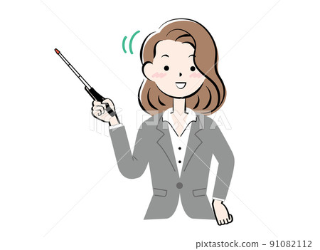 A woman in a suit holding a pointer A woman in a suit holding a pointer 91082112
