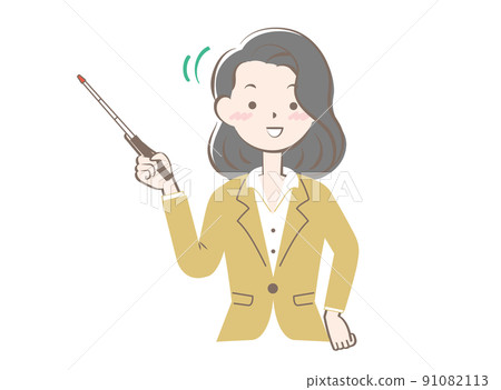 A woman in a suit holding a pointer A woman in a suit holding a pointer 91082113