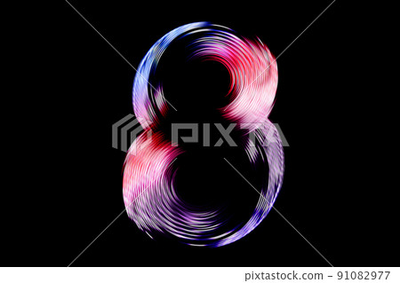 全息漸變條紋數字8,3d渲染組成。 全息漸變條紋數字8,3d渲染組成。 91082977