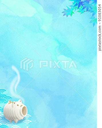 Cool autumn leaves and watercolor texture background 91083054