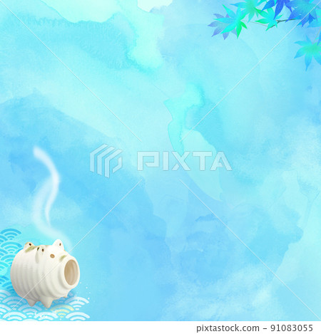 Cool autumn leaves and watercolor texture background 91083055