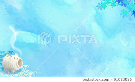 Cool autumn leaves and watercolor texture background Cool autumn leaves and watercolor texture background 91083056