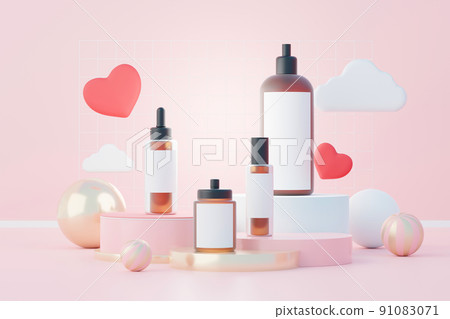 3d render of blank cosmetics skincare product or packaging for mock up. Beauty soap and spa concept. Lotion oil moisture for skin health. Premium and luxury design for branding. 3d render of blank cosmetics skincare product or packaging for mock up. Beauty soap and spa concept. Lotion oil moisture for skin health. Premium and luxury design for branding. 91083071