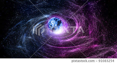 3D rendering of Earth (planet) in a vortex of cosmic nebula. 91083254