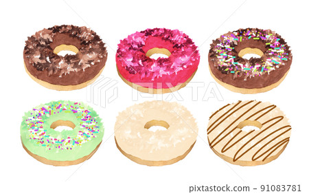 Various sets of watercolor donuts Various sets of watercolor donuts 91083781