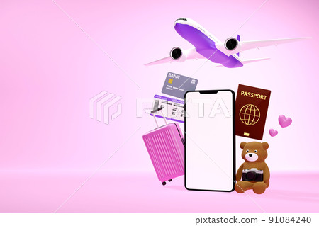 Mobile phone and travel icons Mobile phone and travel icons 91084240