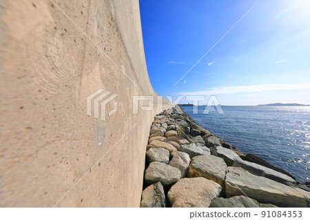 防波堤，和順金沙灘，海，燈塔， 91084353