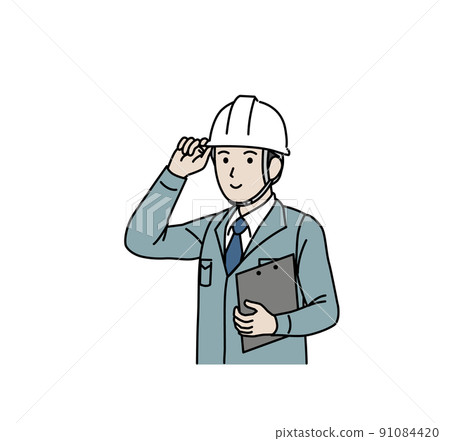 一名身穿工作服的男子的現場總監建築師插圖 91084420