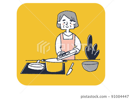 晚年煮各種幸福生活的老婦人 91084447