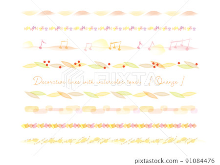 Autumn, spring, vitamin color watercolor touch decorative line material 91084476