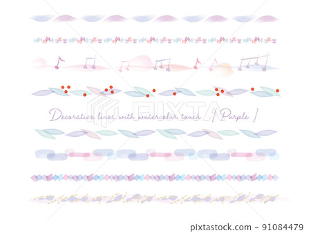 Summer color, hydrangea, pastel color watercolor touch decorative line material Summer color, hydrangea, pastel color watercolor touch decorative line material 91084479