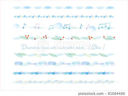 Summer, winter, cool watercolor touch decorative line material Summer, winter, cool watercolor touch decorative line material 91084480