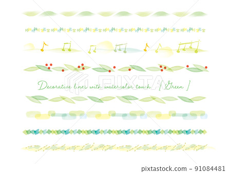 Summer color, clean, natural color watercolor touch decorative line material 91084481