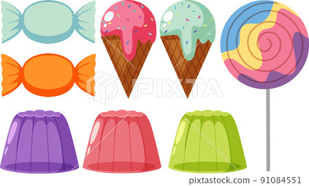 Set of sweet dessert isolated Set of sweet dessert isolated 91084551