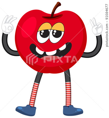 Red apple with facial expression Red apple with facial expression 91084677