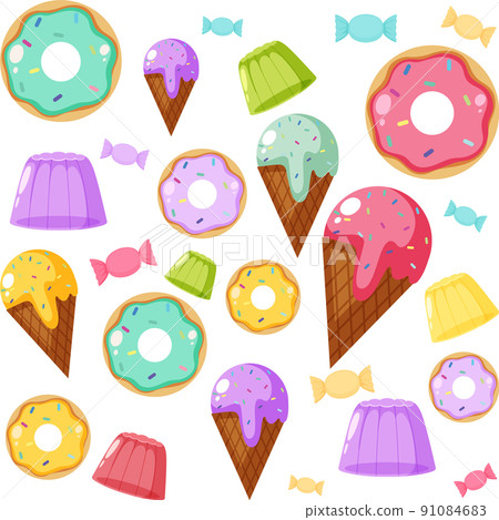 Sweet dessert seamless pattern 91084683