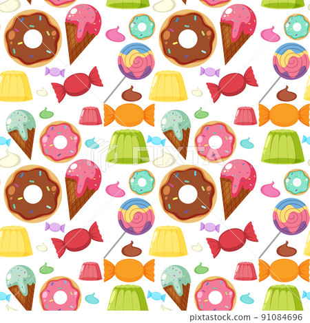 Sweet dessert seamless pattern 91084696