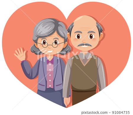 Elderly couple on heart 91084735