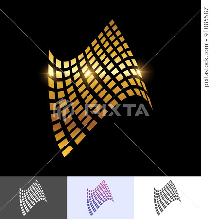 Golden Tiled Abstract perspective geometric shape design Golden Tiled Abstract perspective geometric shape design 91085587