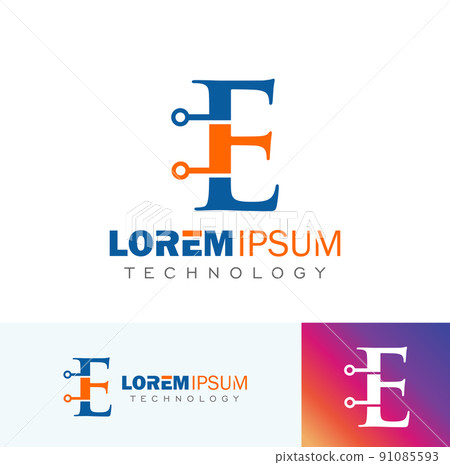 Technology Monogram Logo Initial Letter E Technology Monogram Logo Initial Letter E 91085593
