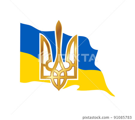 Trident for Stand with Ukraine flag Sign Trident for Stand with Ukraine flag Sign 91085783