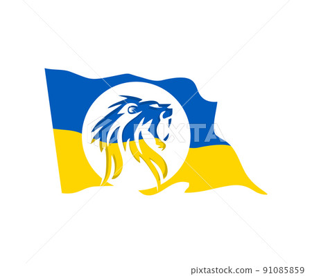 Lion Roar for Stand with ukraine flag sign Lion Roar for Stand with ukraine flag sign 91085859