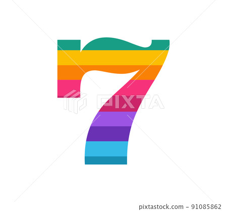 Number 7 Multi numerical number seven or 7 in multiple colors... - Stock Illustration ...