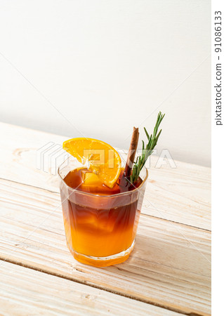 black coffee with orange and lemon juice black coffee with orange and lemon juice 91086133