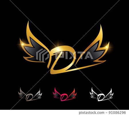 Golden Wings Monogram Logo Initial Letter D - Stock Illustration ...