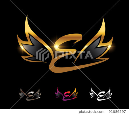 Golden Wings Monogram Logo Initial Letter E - Stock Illustration ...