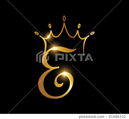 Golden Crown Monogram Initial Letter E 91086332