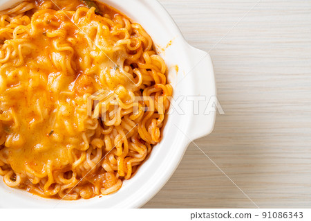 spicy instant noodle with cheese spicy instant noodle with cheese 91086343