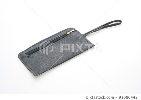 black leather hand bag on white background black leather hand bag on white background 91086442