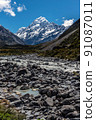 Mount Aoraki Mount Cook seen from the Hooker Valley Track in Mount Cook National Park, New Zealand 91087011
